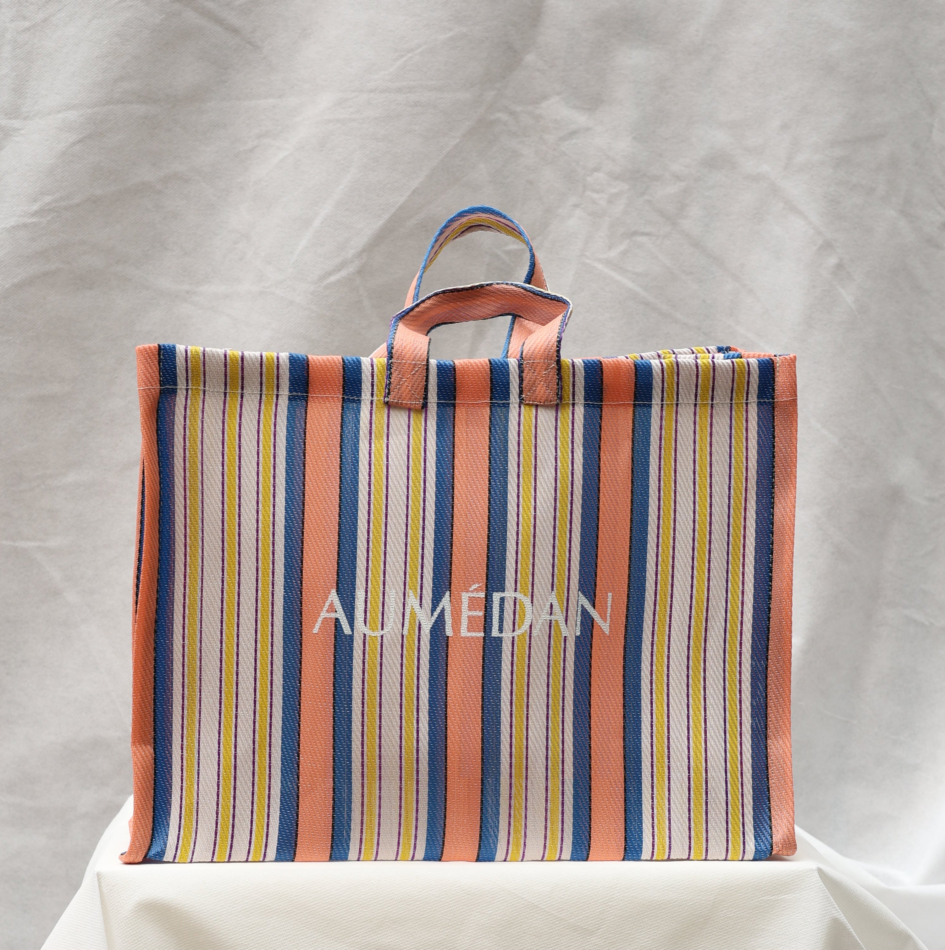 PEACH/BLUE/WHITE - LARGE TOTE BAG