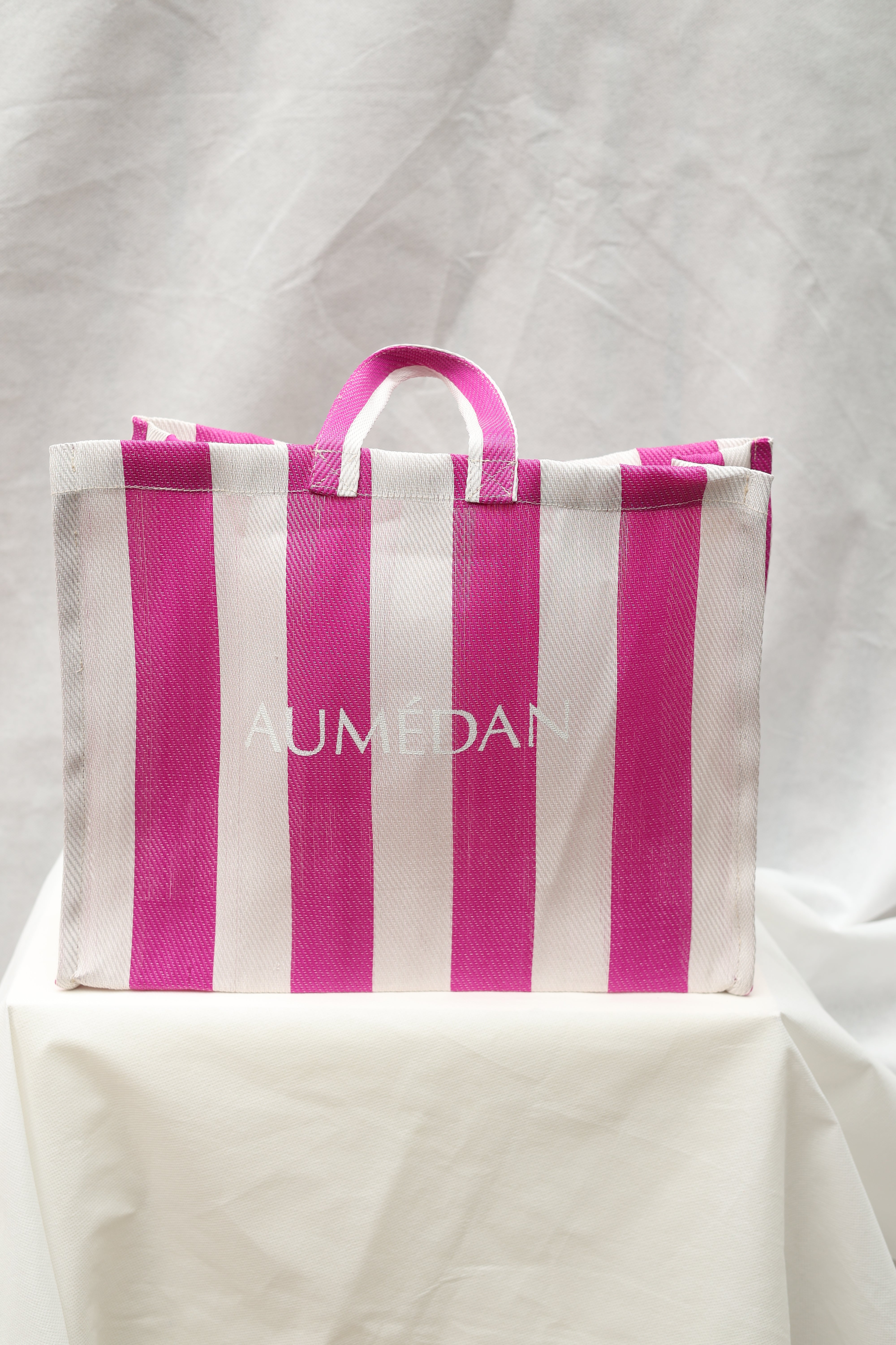 FUSHIA/WHITE - LARGE TOTE BAG