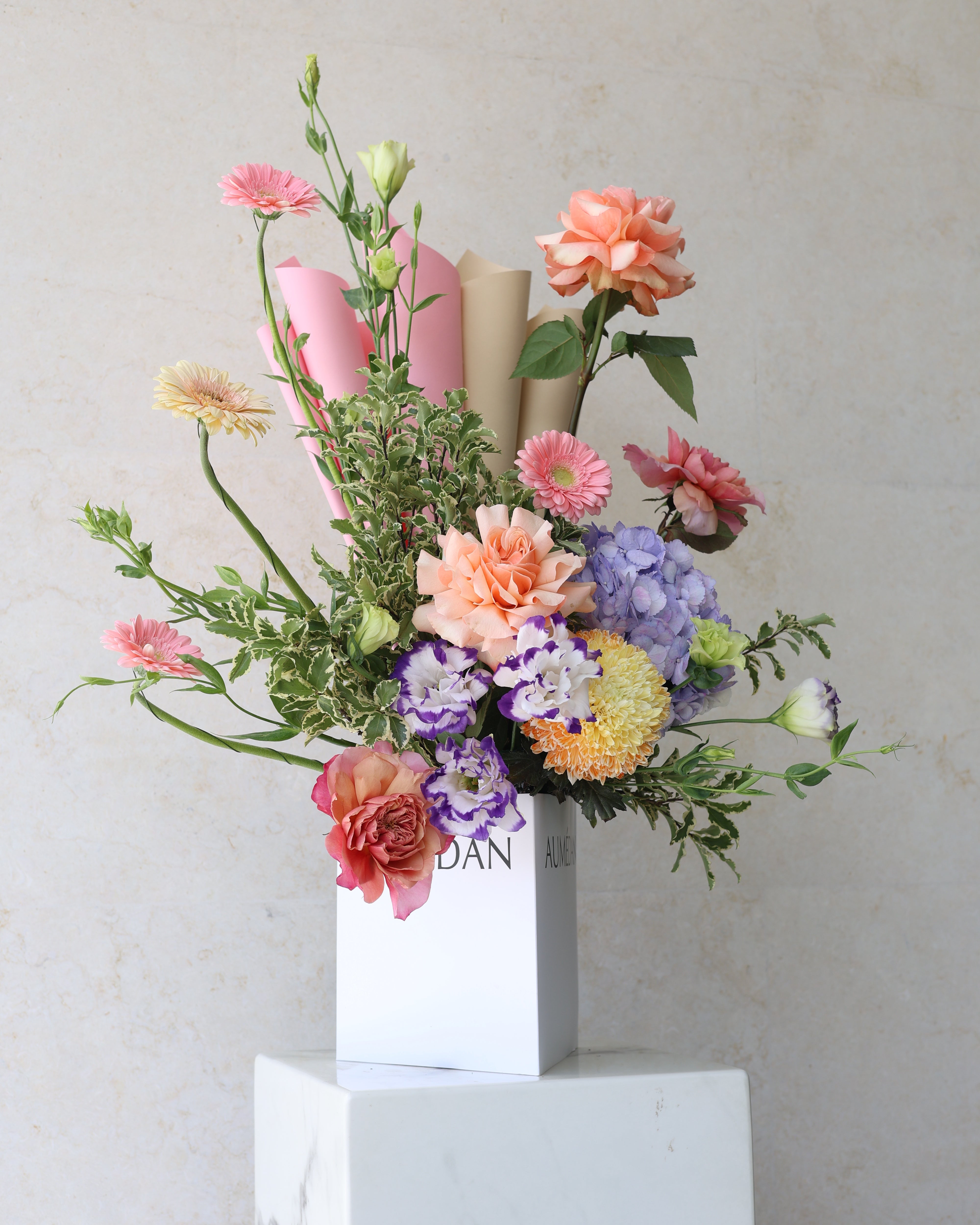 BUTTER CREAM BLOSSOMS - TRITOTE BAG ARRANGEMENT