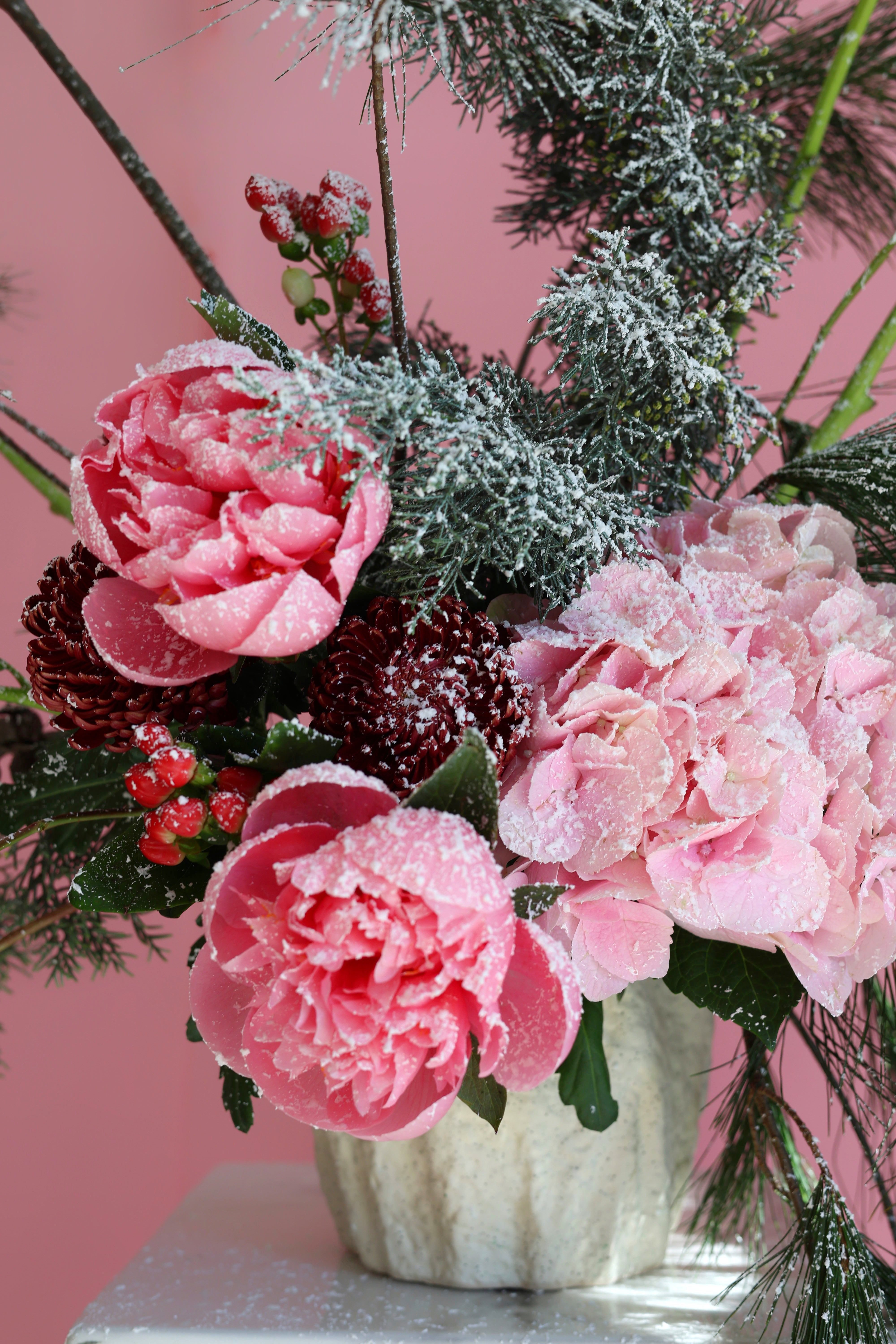 FROSTED ROMANCE - VASE ARRANGEMENT